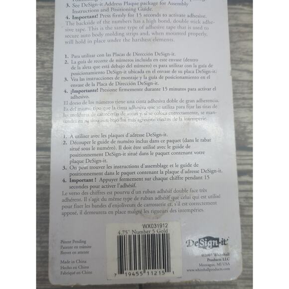 HOUSE NUMBER 4.75" Satin Brass NUMBER #5 For Use with DESIGN IT ADDRESS PLAQUES - Picture 4 of 10